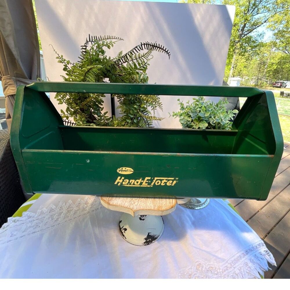 Amsco Hand E Toter Vintage metal tool box tool caddy garden tool tote must see